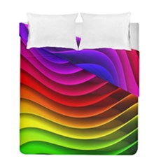 Spectrum Rainbow Background Surface Stripes Texture Waves Duvet Cover Double Side (full/ Double Size) by Simbadda