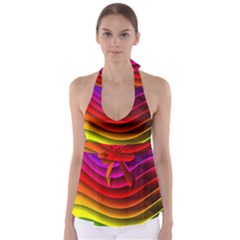 Spectrum Rainbow Background Surface Stripes Texture Waves Babydoll Tankini Top by Simbadda