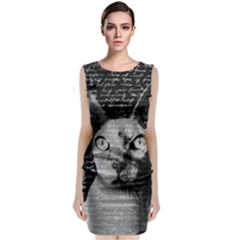 Sphynx Cat Sleeveless Velvet Midi Dress by Valentinaart