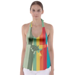 Texture Stripes Lines Color Bright Babydoll Tankini Top by Simbadda