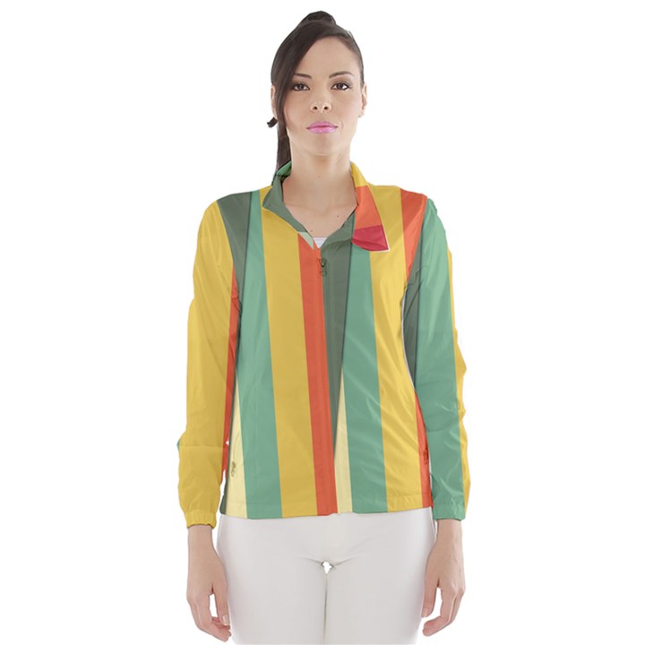 Texture Stripes Lines Color Bright Wind Breaker (Women)