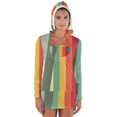 Texture Stripes Lines Color Bright Women s Long Sleeve Hooded T-shirt by Simbadda