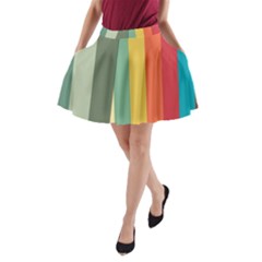 Texture Stripes Lines Color Bright A-line Pocket Skirt by Simbadda