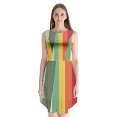 Texture Stripes Lines Color Bright Sleeveless Chiffon Dress   by Simbadda