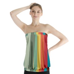 Texture Stripes Lines Color Bright Strapless Top by Simbadda