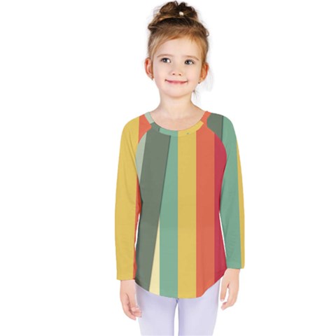 Texture Stripes Lines Color Bright Kids  Long Sleeve Tee by Simbadda