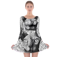 Sphynx Cat Long Sleeve Skater Dress by Valentinaart