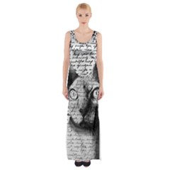 Sphynx Cat Maxi Thigh Split Dress by Valentinaart