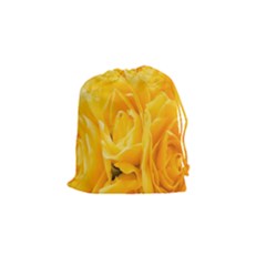 Yellow Neon Flowers Drawstring Pouches (small)  by Simbadda