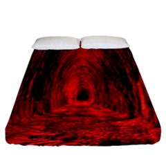 Tunnel Red Black Light Fitted Sheet (king Size) by Simbadda