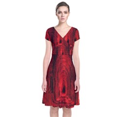 Tunnel Red Black Light Short Sleeve Front Wrap Dress