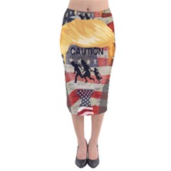 Caution Velvet Midi Pencil Skirt by Valentinaart