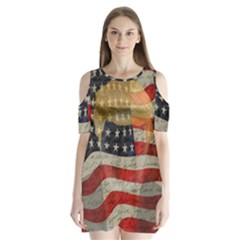 American President Shoulder Cutout Velvet  One Piece by Valentinaart