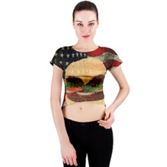 Hamburger Crew Neck Crop Top by Valentinaart