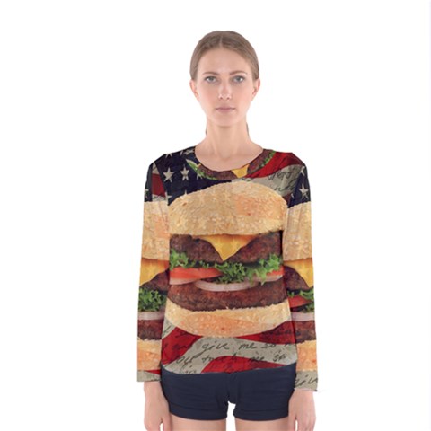 Hamburger Women s Long Sleeve Tee by Valentinaart