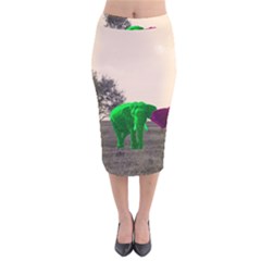 Africa  Velvet Midi Pencil Skirt by Valentinaart