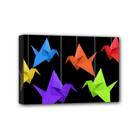 Paper Cranes Mini Canvas 6  X 4  by Valentinaart