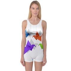 Paper Cranes One Piece Boyleg Swimsuit by Valentinaart