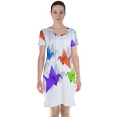 Paper Cranes Short Sleeve Nightdress by Valentinaart