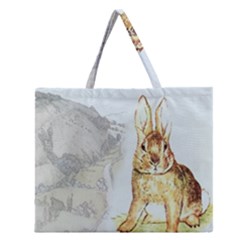 Rabbit  Zipper Large Tote Bag by Valentinaart