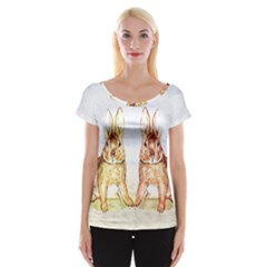 Rabbits  Women s Cap Sleeve Top by Valentinaart