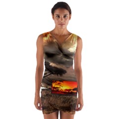 Africa Wrap Front Bodycon Dress by Valentinaart