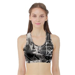 Albert Einstein Sports Bra With Border by Valentinaart