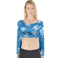 Pattern Long Sleeve Crop Top by Valentinaart