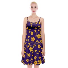 Floral Pattern Spaghetti Strap Velvet Dress by Valentinaart