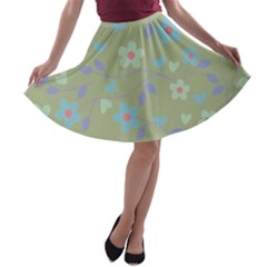 Floral Pattern A-line Skater Skirt by Valentinaart