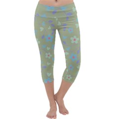 Floral Pattern Capri Yoga Leggings by Valentinaart