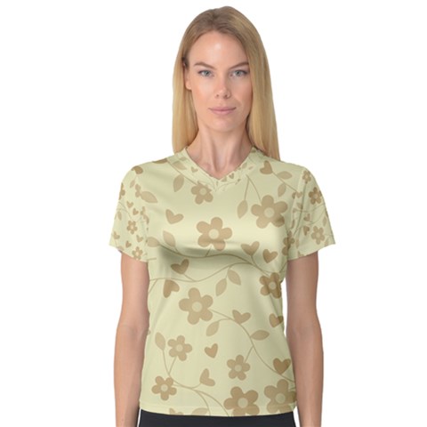 Floral Pattern Women s V-neck Sport Mesh Tee by Valentinaart