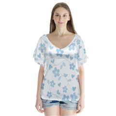 Floral Pattern Flutter Sleeve Top by Valentinaart