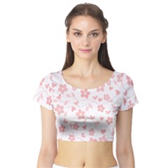 Floral Pattern Short Sleeve Crop Top (tight Fit) by Valentinaart