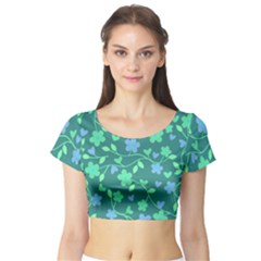 Floral Pattern Short Sleeve Crop Top (tight Fit) by Valentinaart