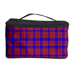 Pattern Plaid Geometric Red Blue Cosmetic Storage Case by Simbadda