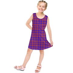 Pattern Plaid Geometric Red Blue Kids  Tunic Dress by Simbadda