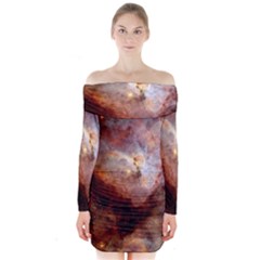 Carina Nebula Long Sleeve Off Shoulder Dress by SpaceShop