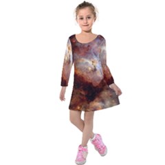 Carina Nebula Kids  Long Sleeve Velvet Dress by SpaceShop