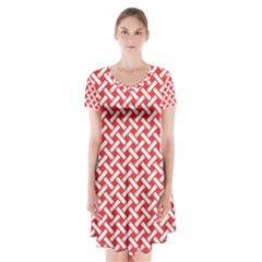 Pattern Short Sleeve V-neck Flare Dress