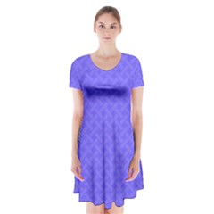 Pattern Short Sleeve V-neck Flare Dress