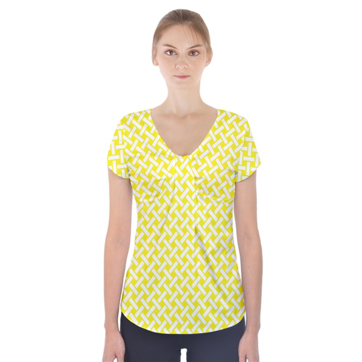 Pattern Short Sleeve Front Detail Top