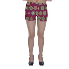 Floral Pattern Skinny Shorts