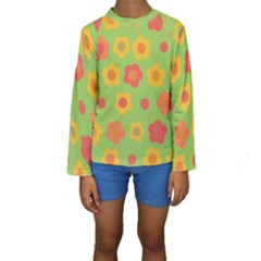 Floral Pattern Kids  Long Sleeve Swimwear