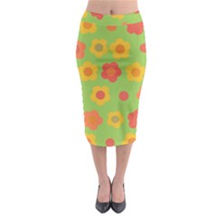 Floral Pattern Midi Pencil Skirt