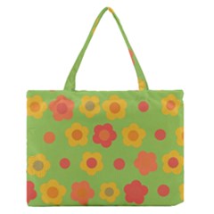 Floral Pattern Medium Zipper Tote Bag