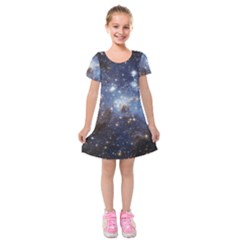 Large Magellanic Cloud Kids  Short Sleeve Velvet Dress by SpaceShop