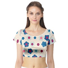 Floral Pattern Short Sleeve Crop Top (tight Fit)