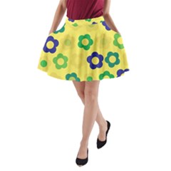 Floral Pattern A-line Pocket Skirt