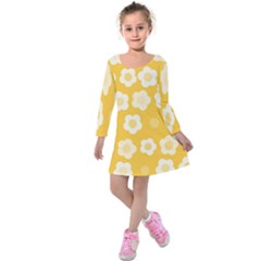 Floral Pattern Kids  Long Sleeve Velvet Dress